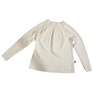 TALBOTS Women’s Ivory Pullover Knit Sweater Solid Pattern Crew Neck Size Small